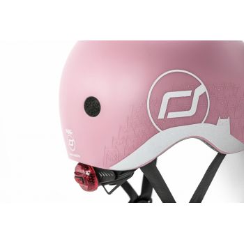 Casca de protectie pentru copii sistem de reglare magnetic cu led XXS-S 45-51 cm 1 an+ Rose Reflectorizant Scoot Ride