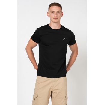 Tricou slim fit cu logo brodat