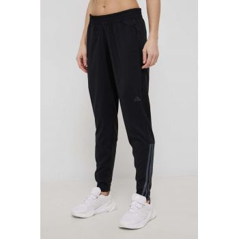 adidas Performance pantaloni HB6501 femei, culoarea negru, neted