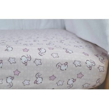 Set cearceafuri Pink Ducks KidsDecor cu elastic din bumbac 70x120 cm