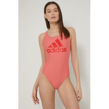 adidas Performance costum de baie Big Logo culoarea roz, cupa moale