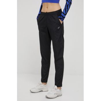 Asics pantaloni de alergare Core femei, culoarea negru, neted