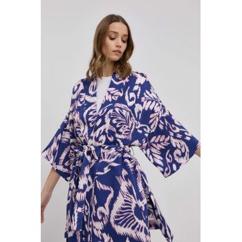 Beatrice B kimono culoarea albastru marin, oversize, modelator