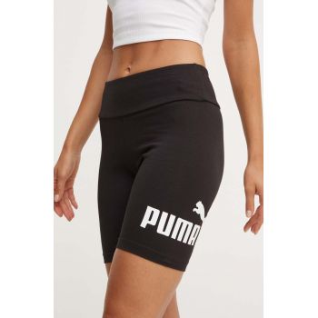 Puma pantaloni scurți 84834701 femei, culoarea negru, cu imprimeu, medium waist 84834701 848347
