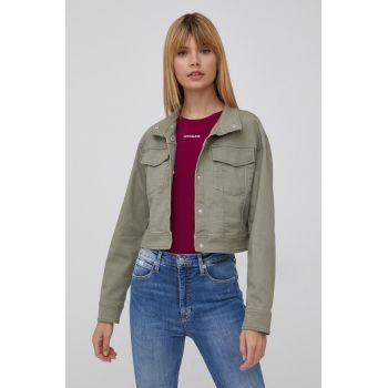 Dkny geaca femei, culoarea verde, de tranzitie de firma originala