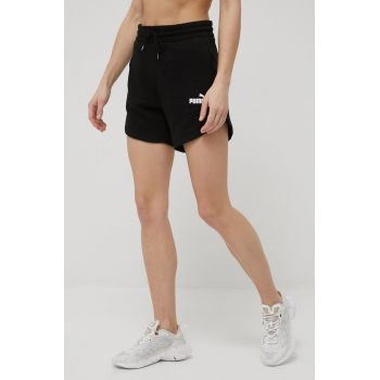 Puma pantaloni scurți Essentials femei, culoarea negru, uni, high waist 848339 ieftini