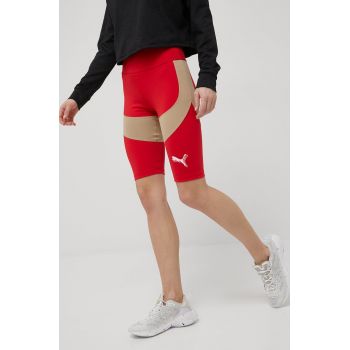 Puma pantaloni scurti Title Nine 532503 femei, culoarea rosu, modelator, high waist