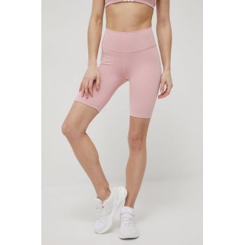 adidas Performance pantaloni scurți de antrenament Optime HG1418 femei, culoarea roz, neted, high waist