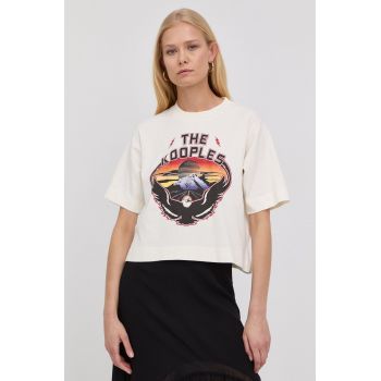 The Kooples tricou din bumbac culoarea bej