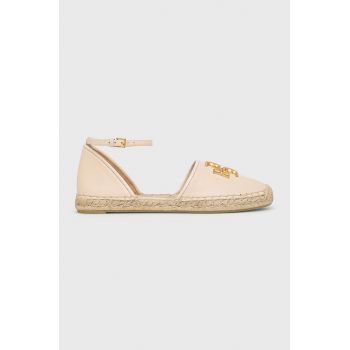 Tory Burch espadrile de piele Eleanor Dorsay culoarea bej