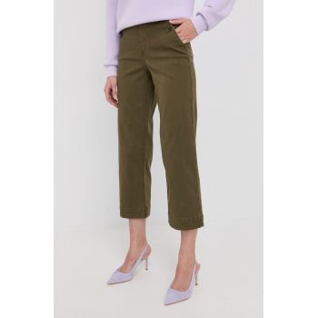 Spanx pantaloni femei, culoarea verde, drept, high waist