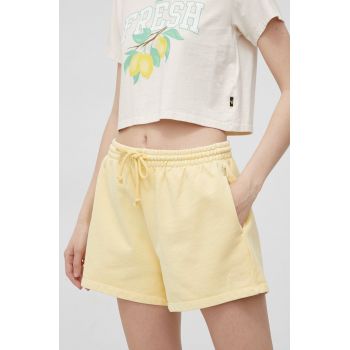 Levi's pantaloni scurți din bumbac femei, culoarea galben, uni, high waist A1907.0001-YellowsOra