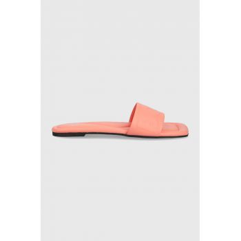 BOSS slapi de piele Addison Slide-hf femei, culoarea roz