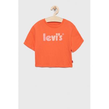 Levi's tricou de bumbac pentru copii culoarea portocaliu