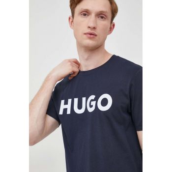 HUGO tricou din bumbac culoarea bleumarin, cu imprimeu 50467556