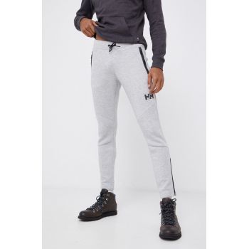 Helly Hansen Pantaloni bărbați, culoarea gri, material neted