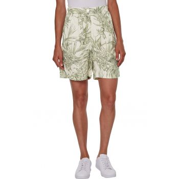 Pantaloni scurti de lyocell cu pliuri si model tropical