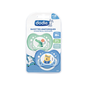 Set de 2 suzete anatomice Dodie peste 18 luni silicon baieti Duo Animale amuzante A89