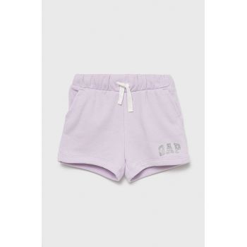 GAP pantaloni scurti copii culoarea violet, cu imprimeu, talie reglabila