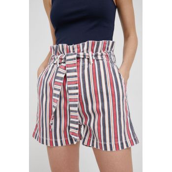 Pepe Jeans pantaloni scurti jeans Phoebe Stripe femei, modelator, high waist