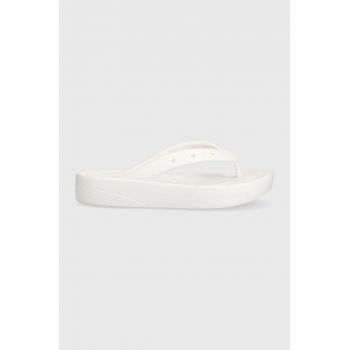 Crocs șlapi Classic Platform Flip femei, culoarea alb, cu platformă 207714