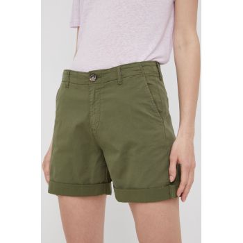 Pepe Jeans pantaloni scurti Junie femei, culoarea verde, neted, medium waist