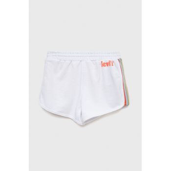 Levi's pantaloni scurti copii culoarea alb, neted