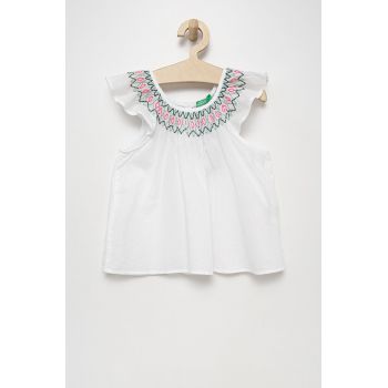 United Colors of Benetton bluza de bumbac pentru copii culoarea alb, cu imprimeu