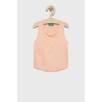 United Colors of Benetton top din bumbac pentru copii culoarea roz