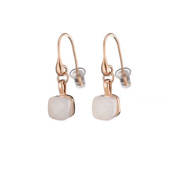 Earrings metallic rose gold with opaque crystals 03l15-00990