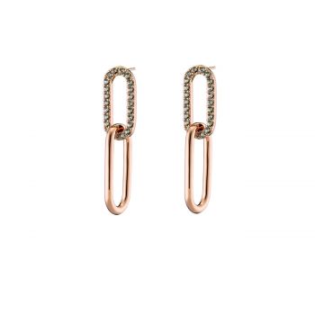 Earrings metallic rose gold with oval elements 03l15-01009