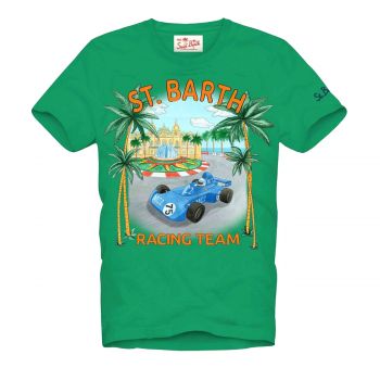 Man green cotton t-shirt with print m