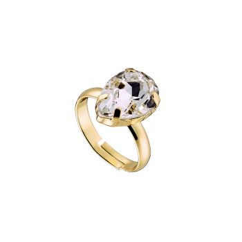 Ring metallic gold plated with white crystal 53