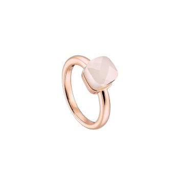 Ring metallic rose gold with white opaque crystal 50