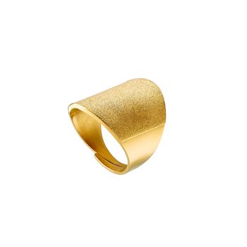 Ring steel gold plated with sand effect 52