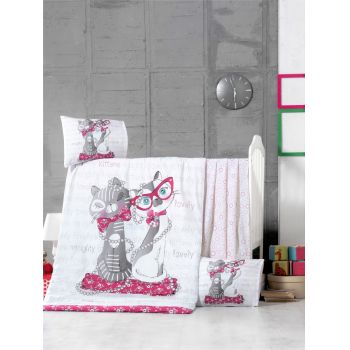 Set lenjerie 6 piese Bumbac Ranforce Kittens 120x60 cm