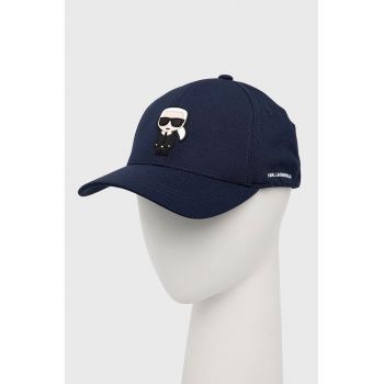 Karl Lagerfeld șapcă culoarea albastru marin, cu imprimeu