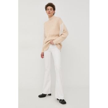 Bruuns Bazaar pulover femei, culoarea bej, călduros, cu turtleneck