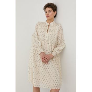 Bruuns Bazaar rochie culoarea bej, midi, evazati