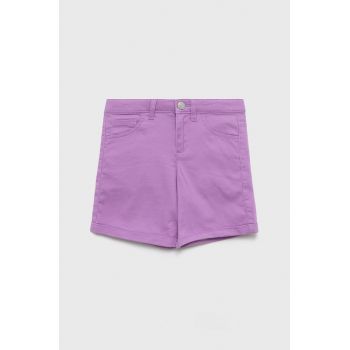 United Colors of Benetton pantaloni scurti copii culoarea violet, neted