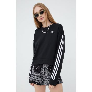 adidas Originals hanorac de bumbac Adicolor HC2064 femei, culoarea negru, cu imprimeu HC2064-BLACK