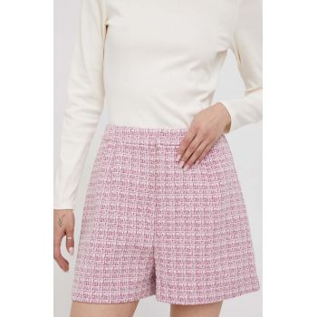 United Colors of Benetton pantaloni scurti femei, culoarea roz, modelator, high waist