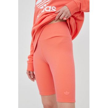 adidas Originals pantaloni scurți Trefoil Moments HF2106 femei, culoarea roz, uni, high waist HF2106-SMTR/BRANG