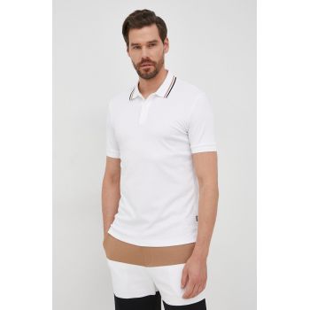 BOSS polo de bumbac culoarea alb, uni 50469360