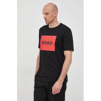 HUGO tricou din bumbac culoarea negru, cu imprimeu 50467952