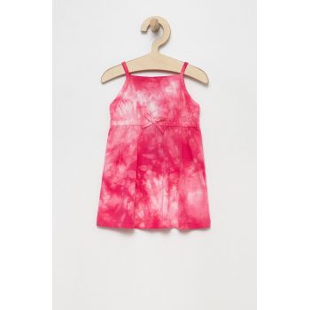 United Colors of Benetton rochie din bumbac pentru copii culoarea roz, midi, drept