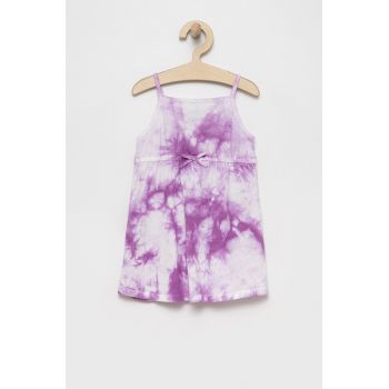 United Colors of Benetton rochie din bumbac pentru copii culoarea violet, midi, drept