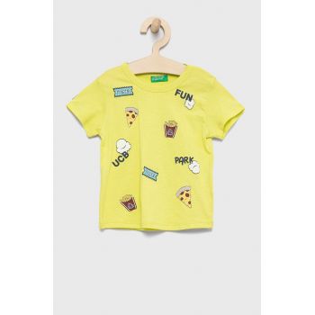 United Colors of Benetton tricou de bumbac pentru copii culoarea verde, cu imprimeu