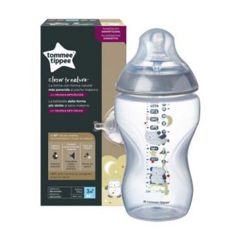 Biberon Tommee Tippee Closer to Nature, 340 ml, PP, Bufnita, 3 luni +, 1 buc