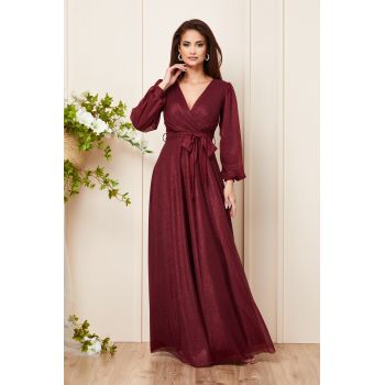 Rochie de ocazie din voal cu glitter Ophelia Bordo